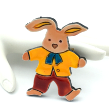 WEST GERMAN rabbit brooch - 2.5&quot; vintage hand-made anthropomorphic bunny pin - £19.93 GBP