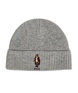 Polo Ralph Lauren Hat Beanie Heather Grey Wool Blend Bear Rib Knit Stree... - £57.16 GBP