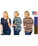 NEW Women&#39;s Plus Size Colorful Print Lace Back Shirt Casual Cute1X 2X 3X... - $305.19 MXN
