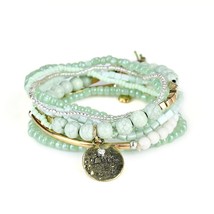 Bohemian Candy Color Multilayer Beads Bracelets Bangles For Women Jewelry Letter - £8.63 GBP
