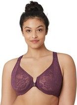 Full Figure Wonderwire Front Close Stretch Lace Bra with Narrow Set Straps #9246 - $14.84