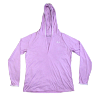 Under Armour Shirt Women Med Purple Pink Hoodie Lightweight Pull Over EUC Loose - £18.21 GBP