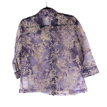 Mirasol Vintage Button Down Top Blouse Sheer Oversized Y2K Floral Purple L - £10.06 GBP