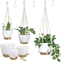 Hanging Planters With Macrame Plant Hangers For Indoor Outdoor Plants 3 Set Self - $39.99