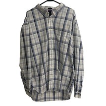 Tommy Hilfiger Mens XXL Trim Fit White Blue Plaid Long Sleeves Button Do... - £19.30 GBP