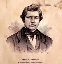 President James Garfield 1881 At 16 Years Old Wood Engraving Victorian D... - $236.63 MXN