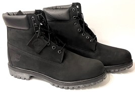 Timberland Men&#39;s Premium 6” Sz 10.5 WIDE Waterproof Boots Black 10073  Worn Once - £74.26 GBP
