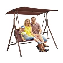 VEVOR 3-Person Patio Swing Chair, Outdoor Patio Swing with Adjustable Canopy, Po - $193.76