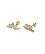18k Yellow Gold Plated Marquise CZ Crown Stud Screw Earring Tragus Stud ... - £41.87 GBP