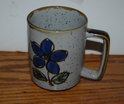 Vintage Funky Blue Flower Violet? Stoneware Style Pottery Coffee Mug Tea - $11.99