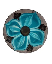 Wall Hanging  Charger Platter Floral Painted Blue-Green Floral with Glit... - $15.85