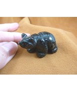 (Y-BEA-WA-577) little green black BEAR carving FIGURINE gemstone I love ... - $367.32 MXN