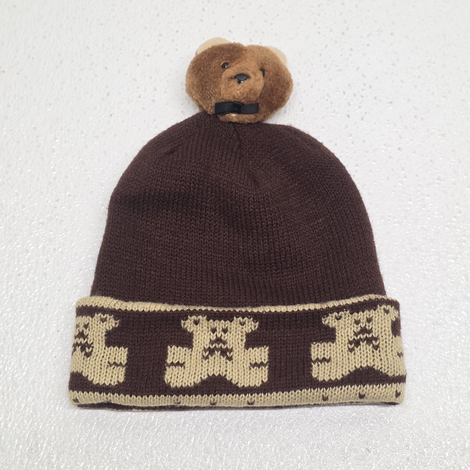 Graphics International 1984 Teddy Bear Plush Pom Brown Beanie Kids Winte... - $29.60