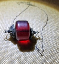 Antique Cherry Amber Faturan Bakelite 830S Silver Necklace Prayer Beeds ... - $562.97
