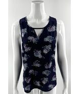 41 Hawthorn Liano Floral Mixed Media Sleeveless Blouse Tank Top Blue Small - $455.36 MXN