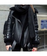 Women&#39;s Shearling  Leather B3 Bomber ‘Fur Aviator Genuine Leather Jacket - €157,27 EUR+