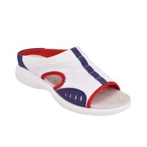 NEW EASY SPIRIT  WHITE BLUE COMFORT WEDGE SANDALS  SIZE 8 WW EXTRA WIDE - £44.57 GBP
