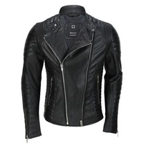 NEW HANDMADE Mens Genuine Real Lambskin Leather Motorcycle Jacket, New Motorcycl - £137.10 GBP