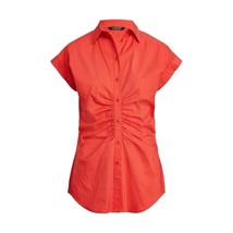 Lauren Ralph Lauren Women&#39;s Orange Shirred Stretch Cotton Shirt Size 16 ... - £22.41 GBP