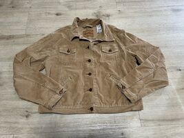 Levi Strauss Signature Corduroy Jacket Cropped Khaki Tan  Misses Large 1... - $22.97