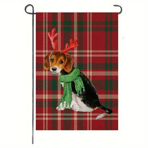 NEW Christmas Holiday Reindeer Beagle Dog Outdoor Garden Flag Banner 12.... - $9.95
