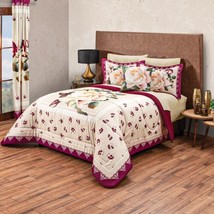 Roses Flowers Reversible Comforter Set &amp; Sheet Set &amp; Curtains 10PCS Queen Size - £164.43 GBP