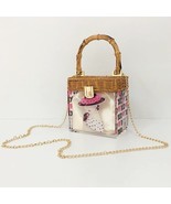 Clear Acrylic Flower Pattern Purses and Handbags for Women Bamboo Handle... - $71.85