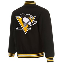 NHL Pittsburgh Penguins JH Design Wool Reversible Jacket Black Embroider... - $179.99