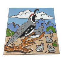 Desert Quail with Babies Southwest 6X6 Hand Glazed Decorative Tile or Tr... - $35.98