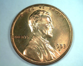 1953-D LINCOLN CENT PENNY GEM UNCIRCULATED+ RED/ BROWN GEM UNC.+ RB LT C... - $14.00