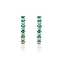 18K Gold Emerald & Diamond Designer Hoops - £2,778.87 GBP