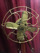Antique Brass Fan With Wooden Tripod Stand Working Home x-mas gift - £168.48 GBP