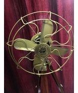 Antique Brass Fan With Wooden Tripod Stand Working Home x-mas gift - £168.07 GBP