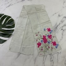 Vera Neumann Vintage 80s Silk Scarf Gray Pink Floral Wildflower Long Light - $15.83
