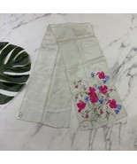 Vera Neumann Vintage 80s Silk Scarf Gray Pink Floral Wildflower Long Light - $15.83