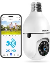 Light Bulb Security Camera 5G 2.4GHz WiFi 2K Security Cameras Wireless Outdoor M - £37.61 GBP
