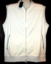 Raffi Men&#39;s White Black Lining  Thin Zipper Cotton Vest Size XL NEW - £74.03 GBP