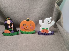 3 Pieces Happy Halloween, Boo, Pumpkin Table Centerpiece Wooden Freestanding - £8.35 GBP