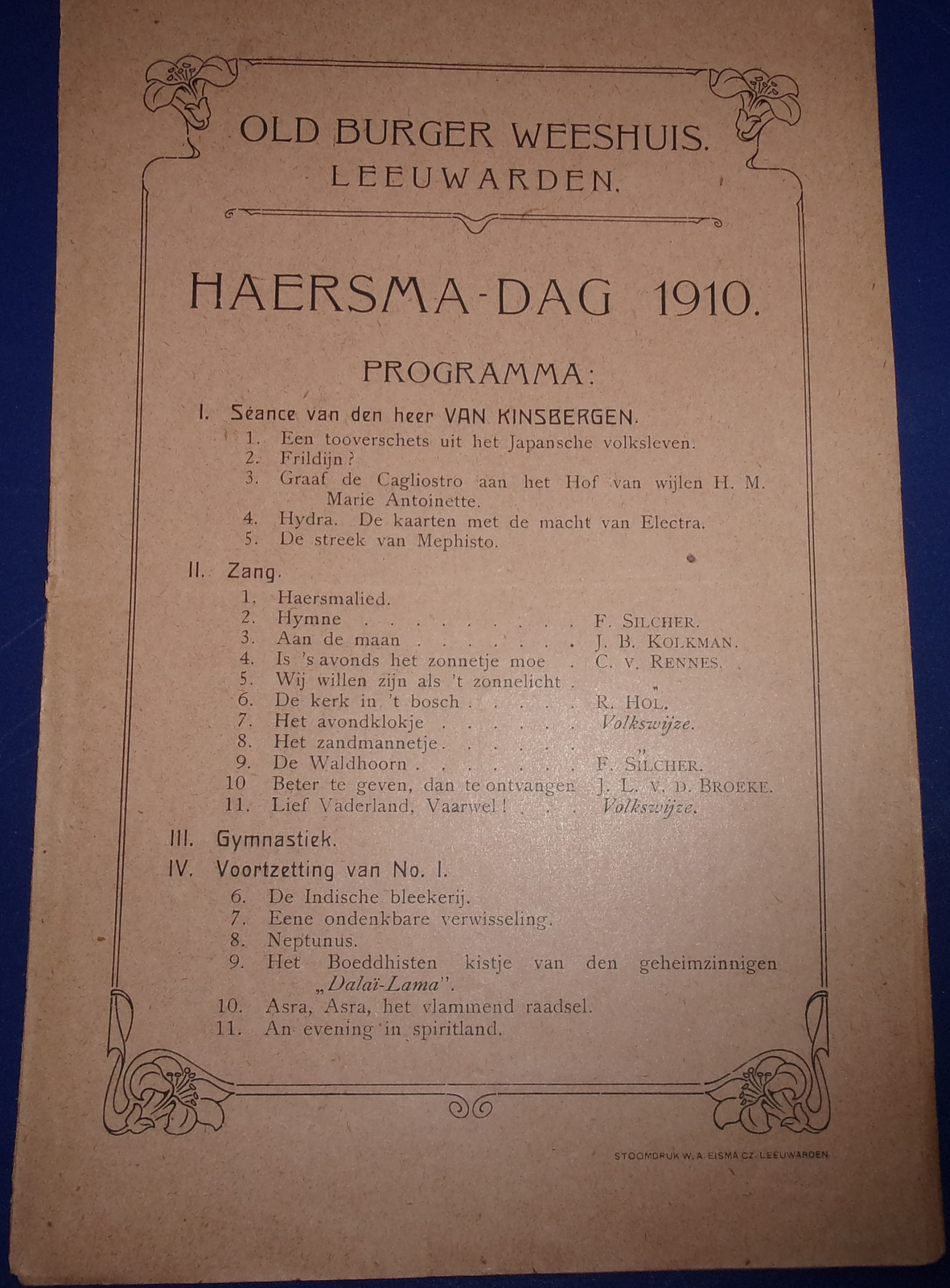 Vintage Old Burger Weeshuis Leewarden Haersma-Dag 1910 Program - $5.99