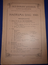 Vintage Old Burger Weeshuis Leewarden Haersma-Dag 1910 Program - $5.99