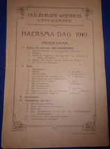 Vintage Old Burger Weeshuis Leewarden Haersma-Dag 1910 Program - $5.99