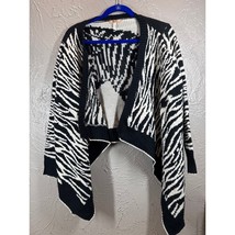 36 Point 5 Womens Large Knit Cardigan Zebra Print Black Cream Open Front... - $408.81 MXN