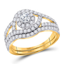 14kt Yellow Gold Round Diamond Bridal Wedding Ring Set 1-1/4 Ctw (Certified) - £1,437.22 GBP
