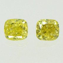 Cushion Shape Diamond Matching Pair Fancy Yellow Loose Enhanced SI1 1.04 TCW - £719.82 GBP