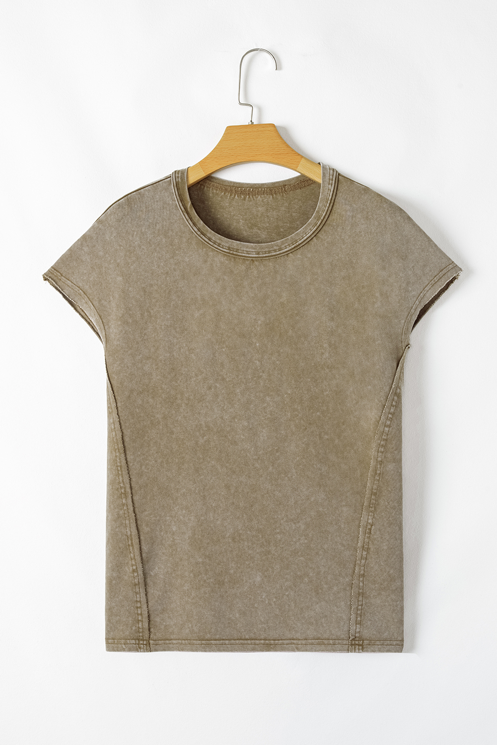 Sage Green Vintage Washed Short Dolman Sleeve Oversized T Shirt Item image 4