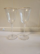 Set of 2 Vintage Mikasa SONATA GOLD Crystal Wine Glasses Optic  - $15.45