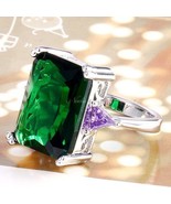 Awesome NEW 11 CT Emerald Cut Ring~Size 7~Drop Dead Gorgeous~Gift Bag In... - £16.14 GBP