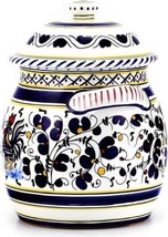 Biscotti Jar Vase Deruta Majolica Orvieto Rooster Blue Ceramic Handmade - £257.22 GBP