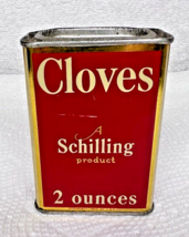 Antique Schilling Cloves Tin Litho Can 2 Oz 3 1/4 inch Red Gold Spice Ki... - $12.38