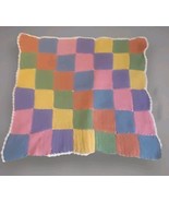 Hand Knitted Baby Blanket 36&quot; x 36&quot; Overall Size  6&quot; x 7&quot; Pastel Colored... - £10.94 GBP